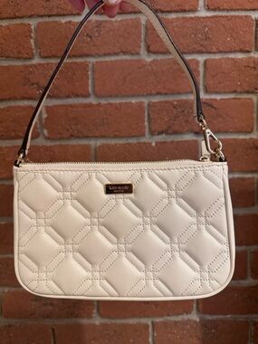 kate spade Cream Quilted Leather Shoulder Bag with Gold Hardware